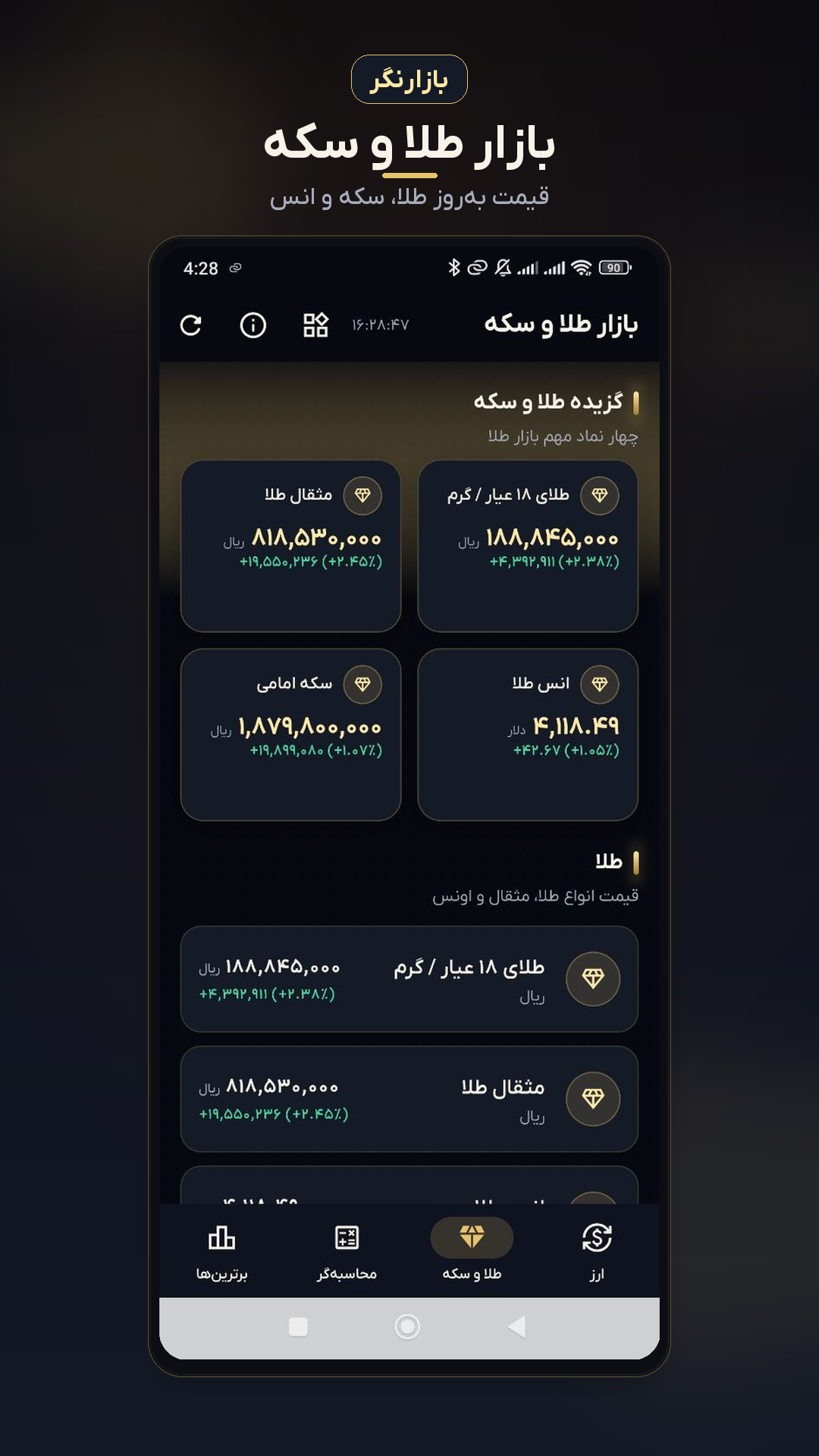 اسکرین شات 6 برنامه بازارنگر (قیمت لحظه ای ارز، سکه و..)