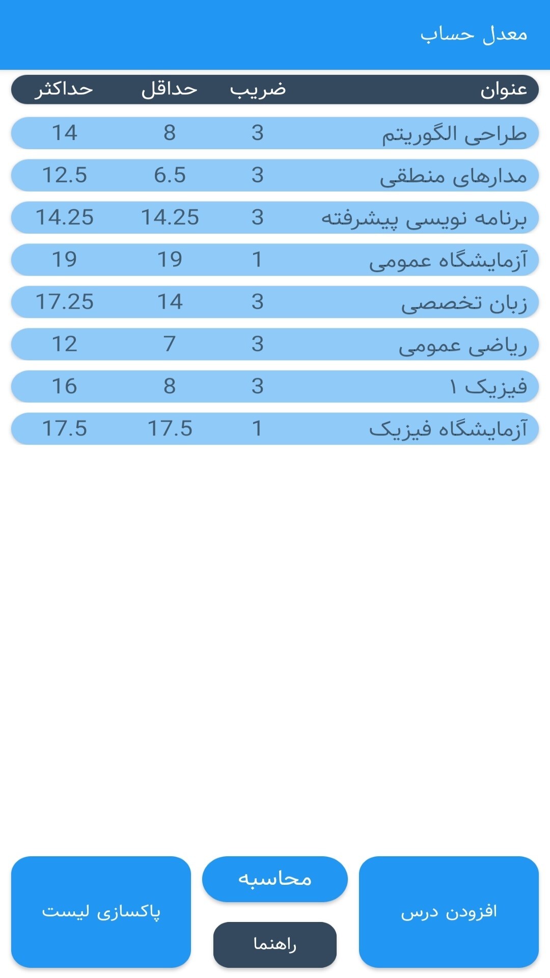 اسکرین شات 1 برنامه معدل حساب
