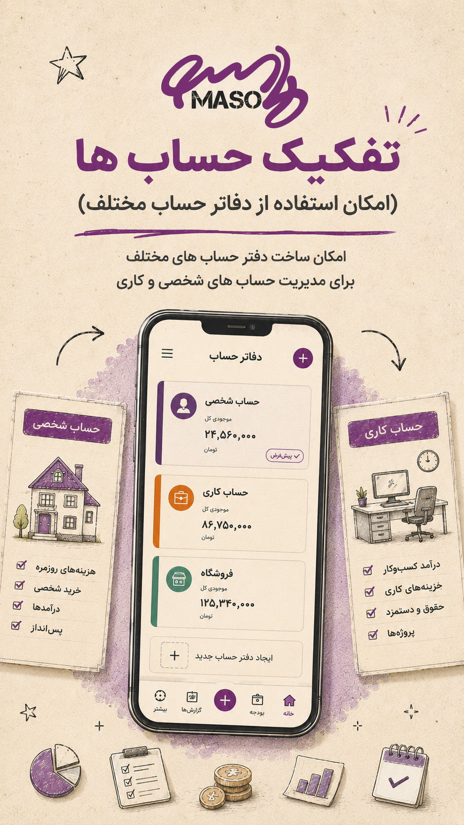 اسکرین شات 1 برنامه ‏‏‏حسابداری شخصی آنلاین ماسو