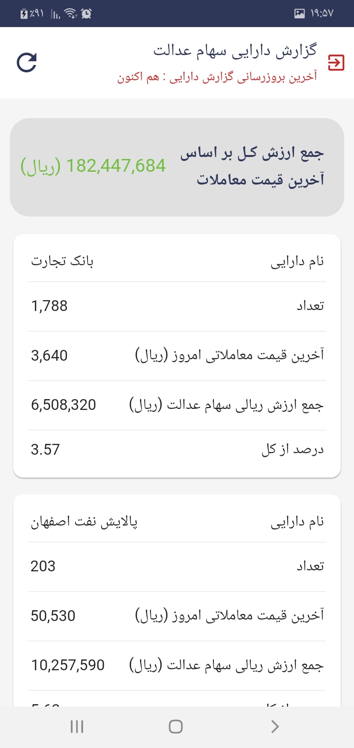 اسکرین شات 3 برنامه سهام عدالت (غیررسمی)