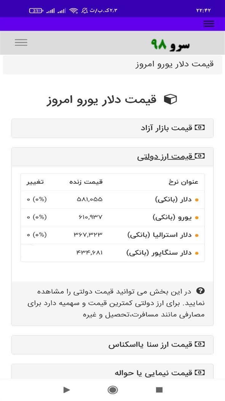 اسکرین شات 6 برنامه ‏قیمت دلار یورو امروز