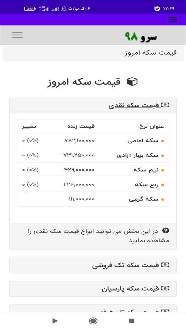 اسکرین شات 6 برنامه قیمت سکه امروز