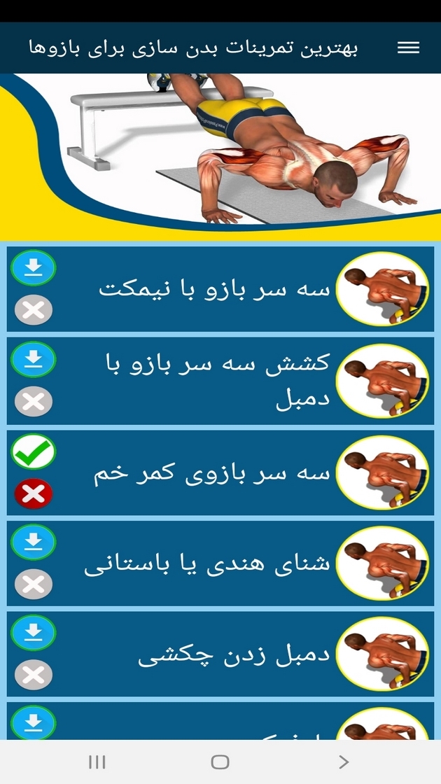 اسکرین شات 2 برنامه بهترین تمرینات بدن سازی برای بازوها