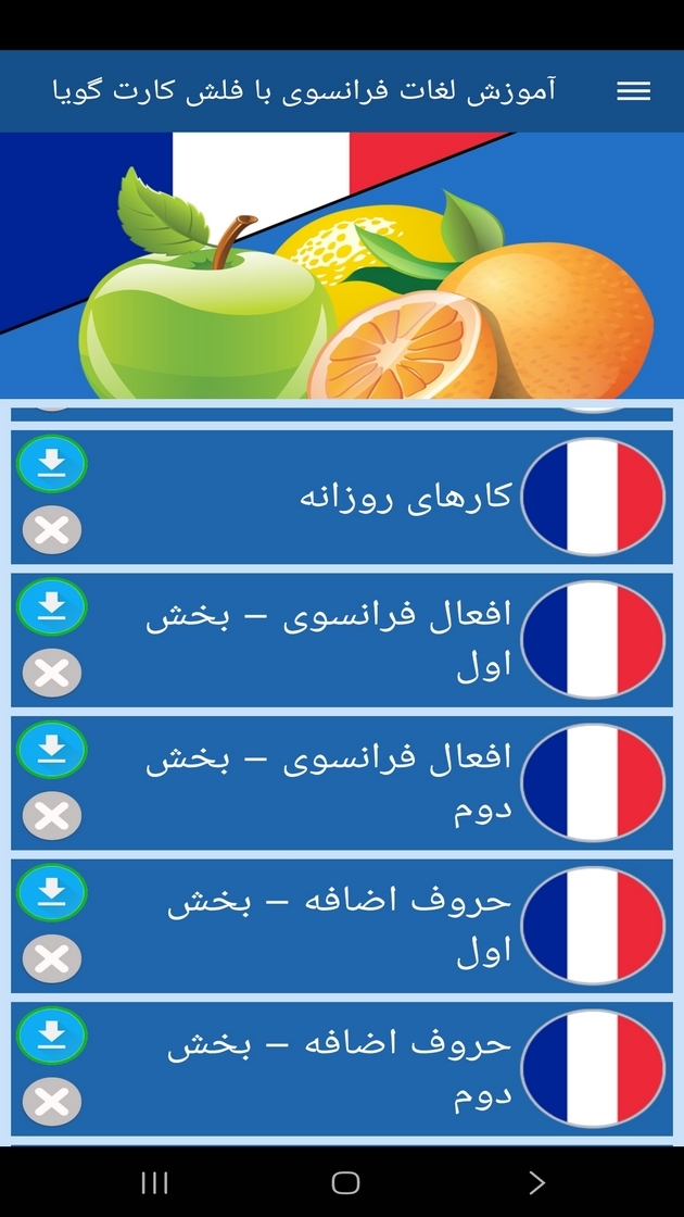 اسکرین شات 11 برنامه ‏آموزش لغات فرانسوی با فلش کارت گویا