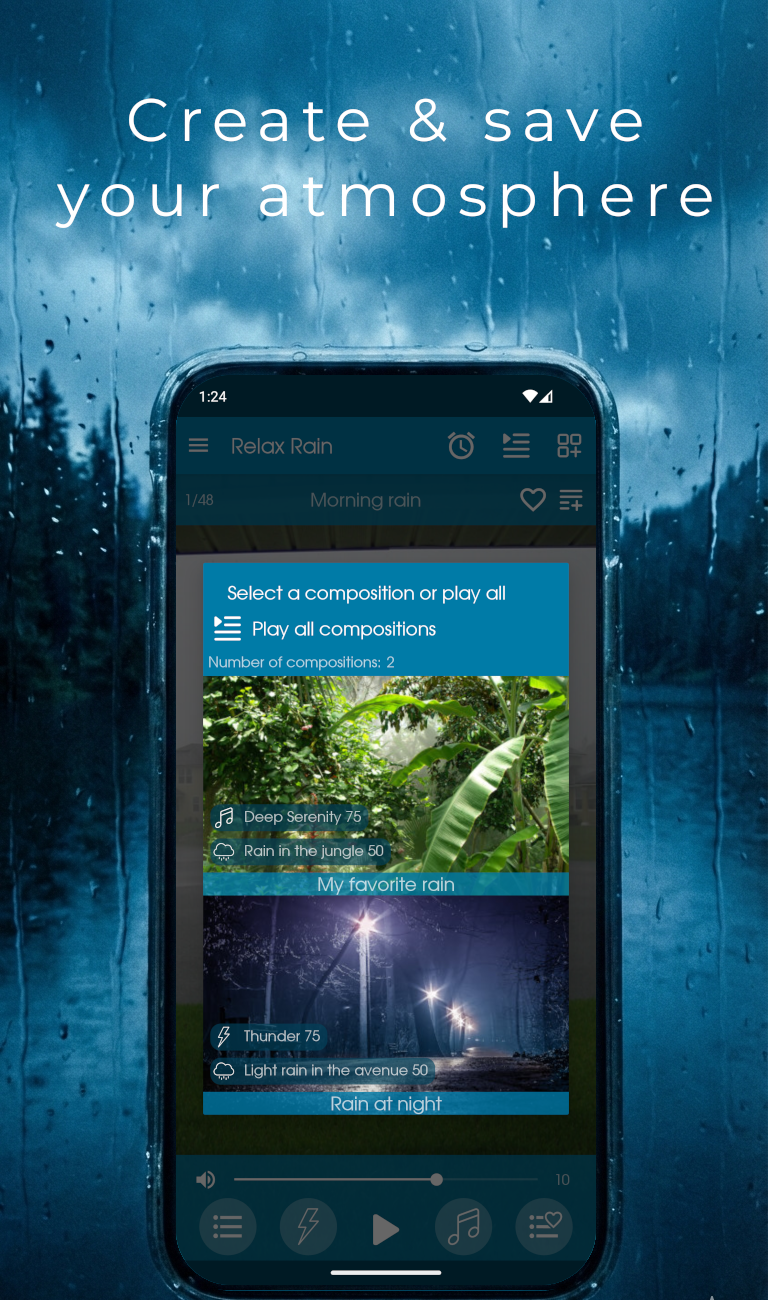 اسکرین شات 6 برنامه Relax Rain: sleep sounds