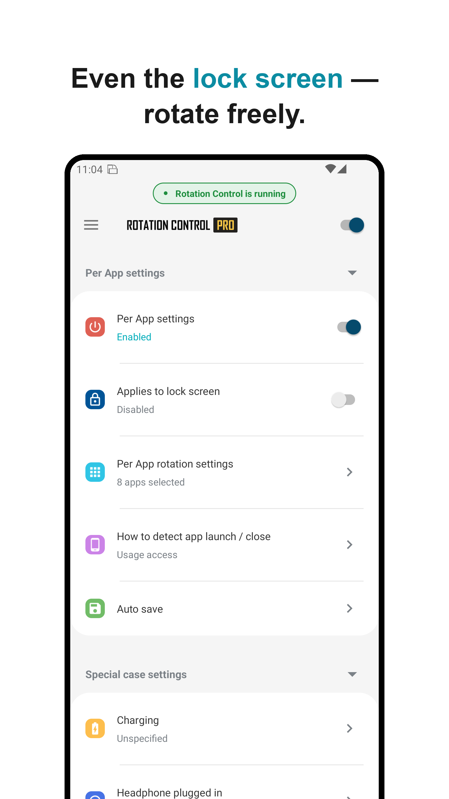 اسکرین شات 2 برنامه Rotation Control: Auto Rotate