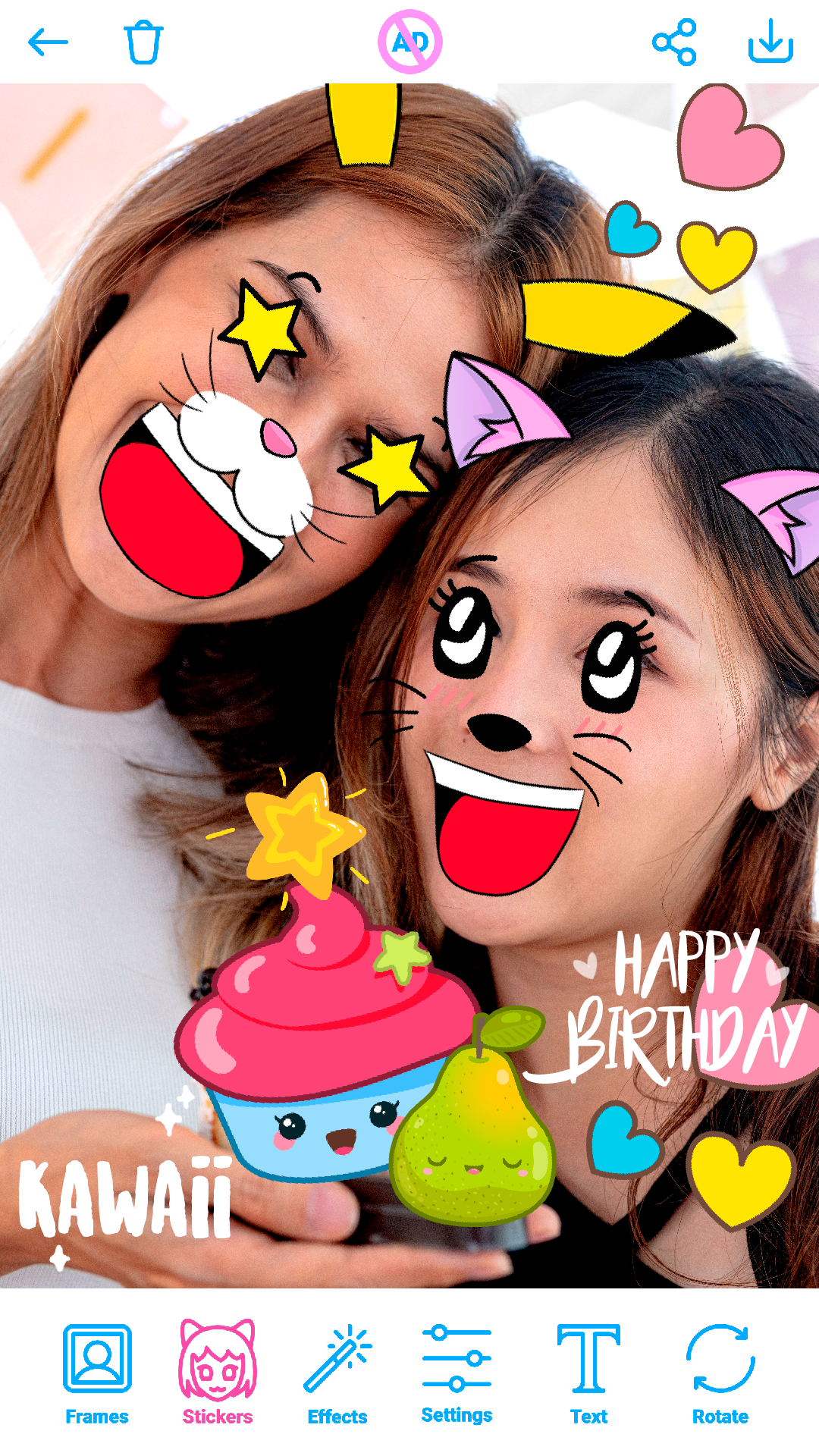 اسکرین شات 3 برنامه Kawaii Photo Stickers & Editor