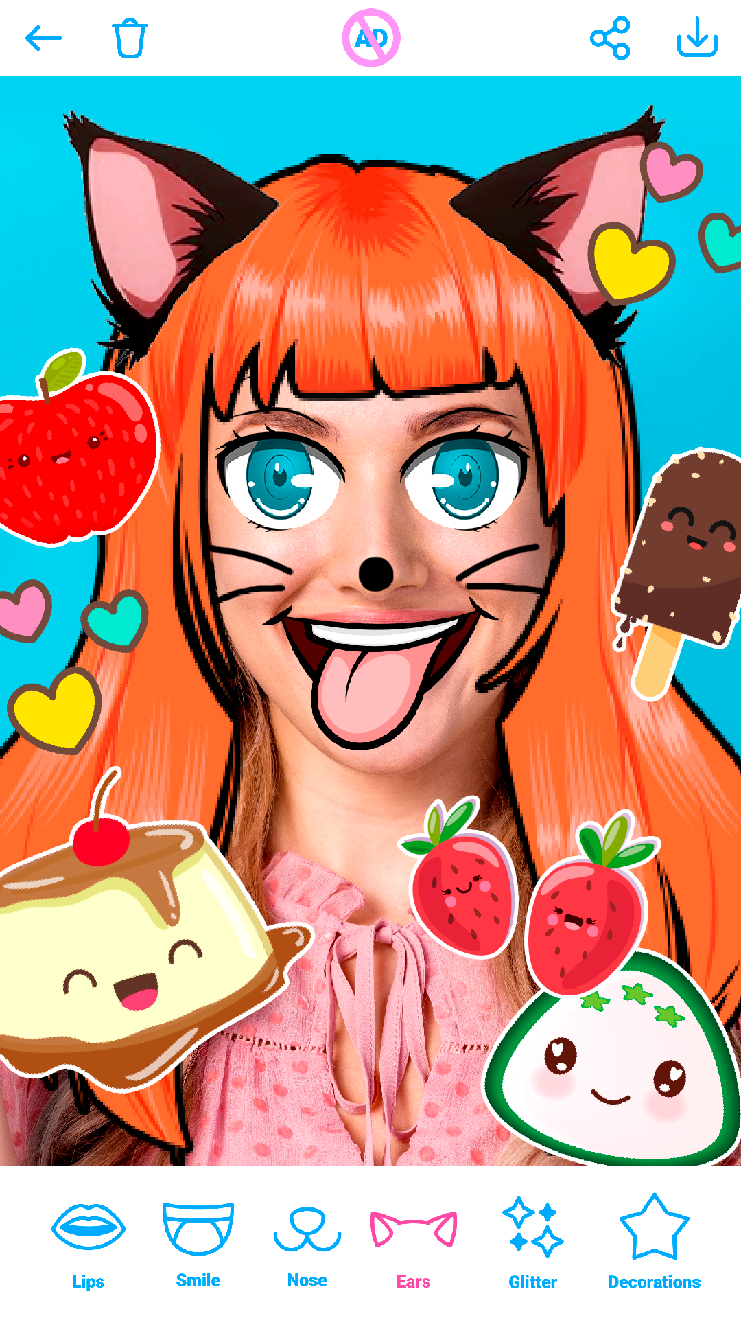 اسکرین شات 4 برنامه Kawaii Photo Stickers & Editor