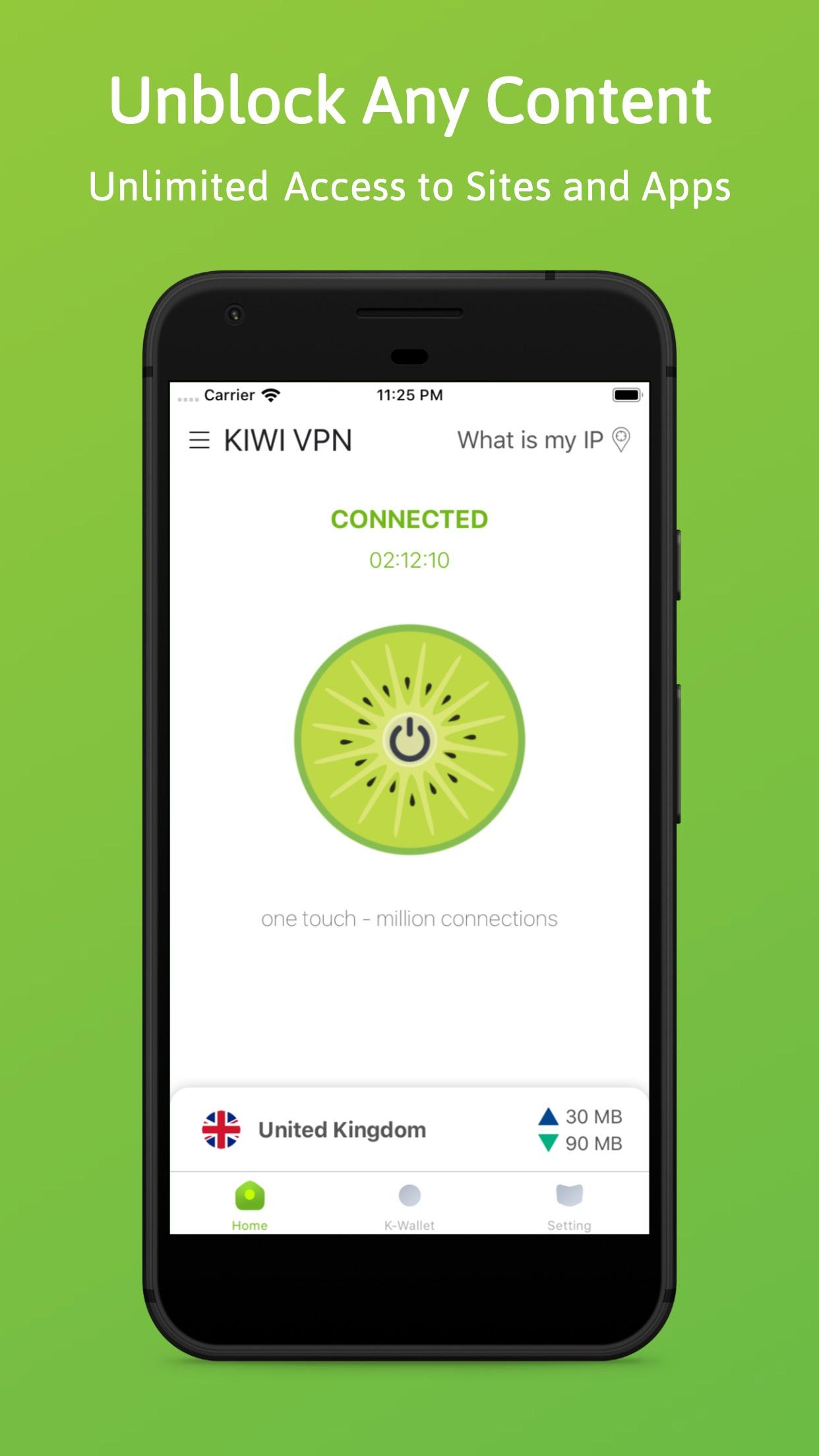 اسکرین شات 2 برنامه Kiwi VPN Connection IP Changer
