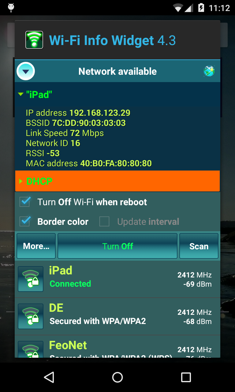 اسکرین شات 2 برنامه Wi-Fi Info Widget