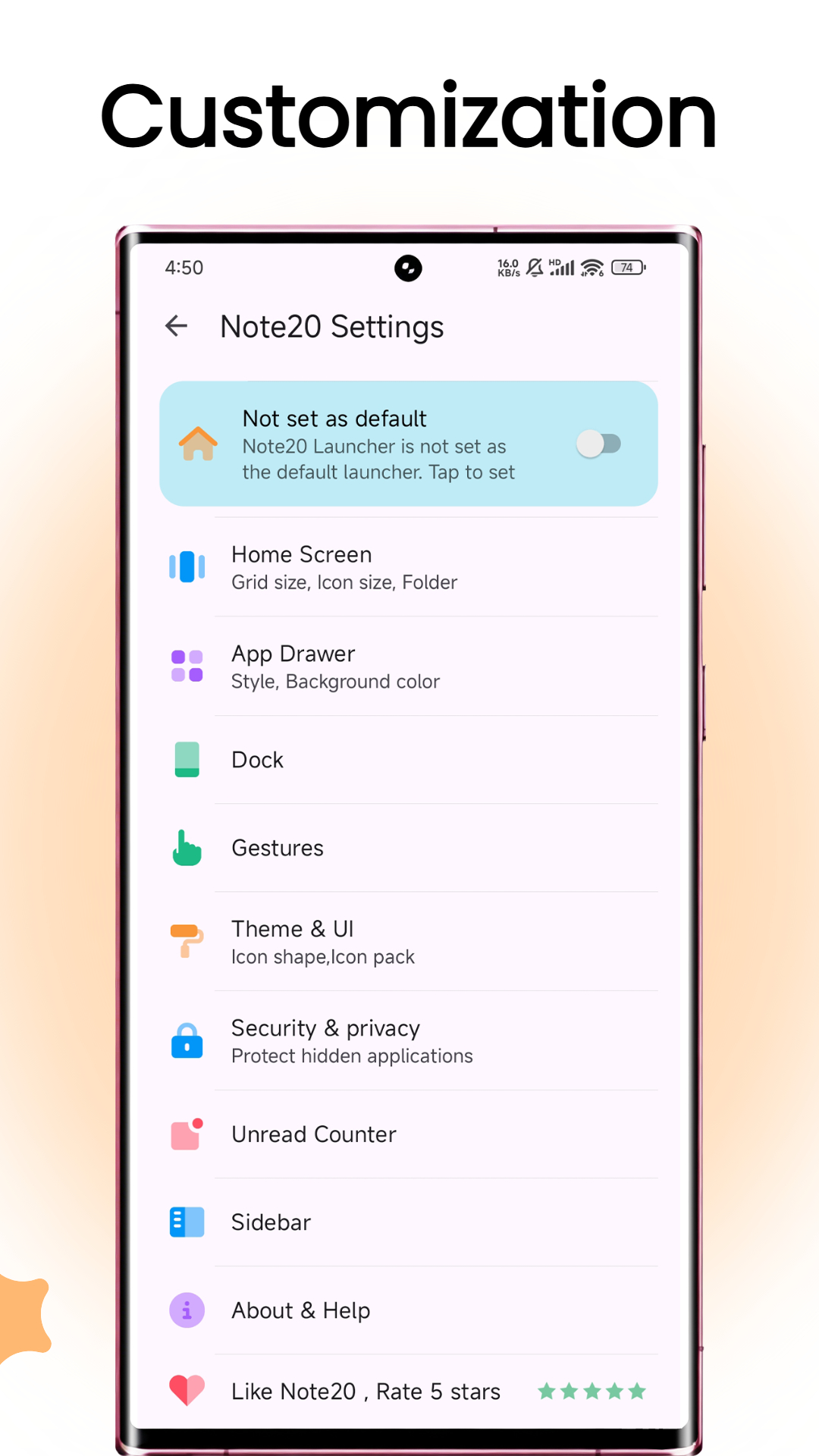 اسکرین شات 5 برنامه Note Launcher - Galaxy Note20