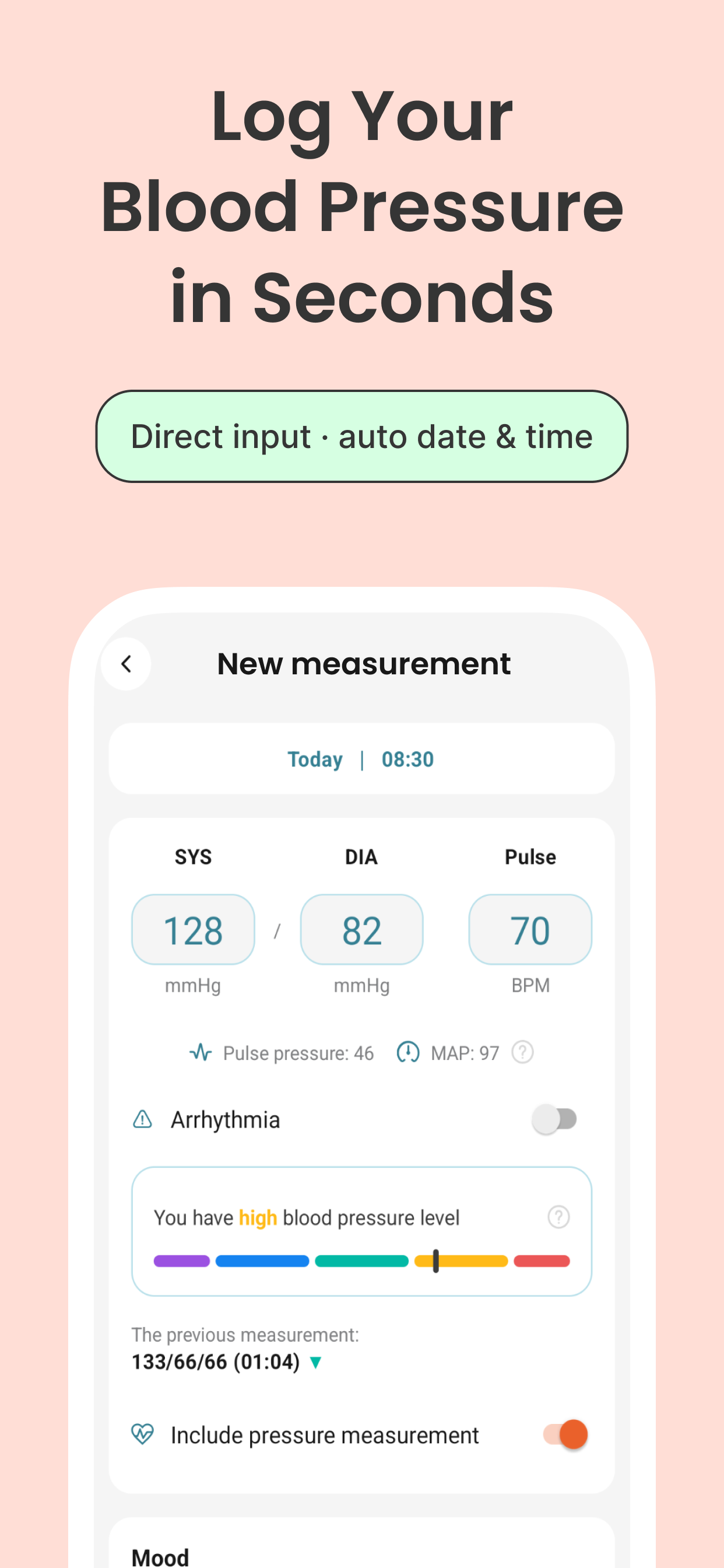 اسکرین شات 2 برنامه BP Diary:Cardio & Pressure Log