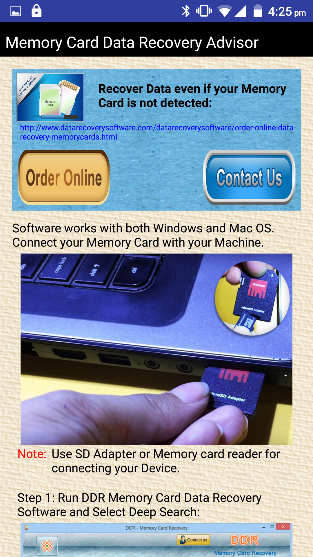 اسکرین شات 2 برنامه Memory Card Data Recovery Help