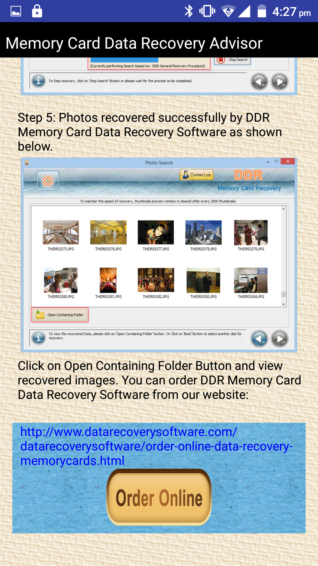 اسکرین شات 5 برنامه Memory Card Data Recovery Help