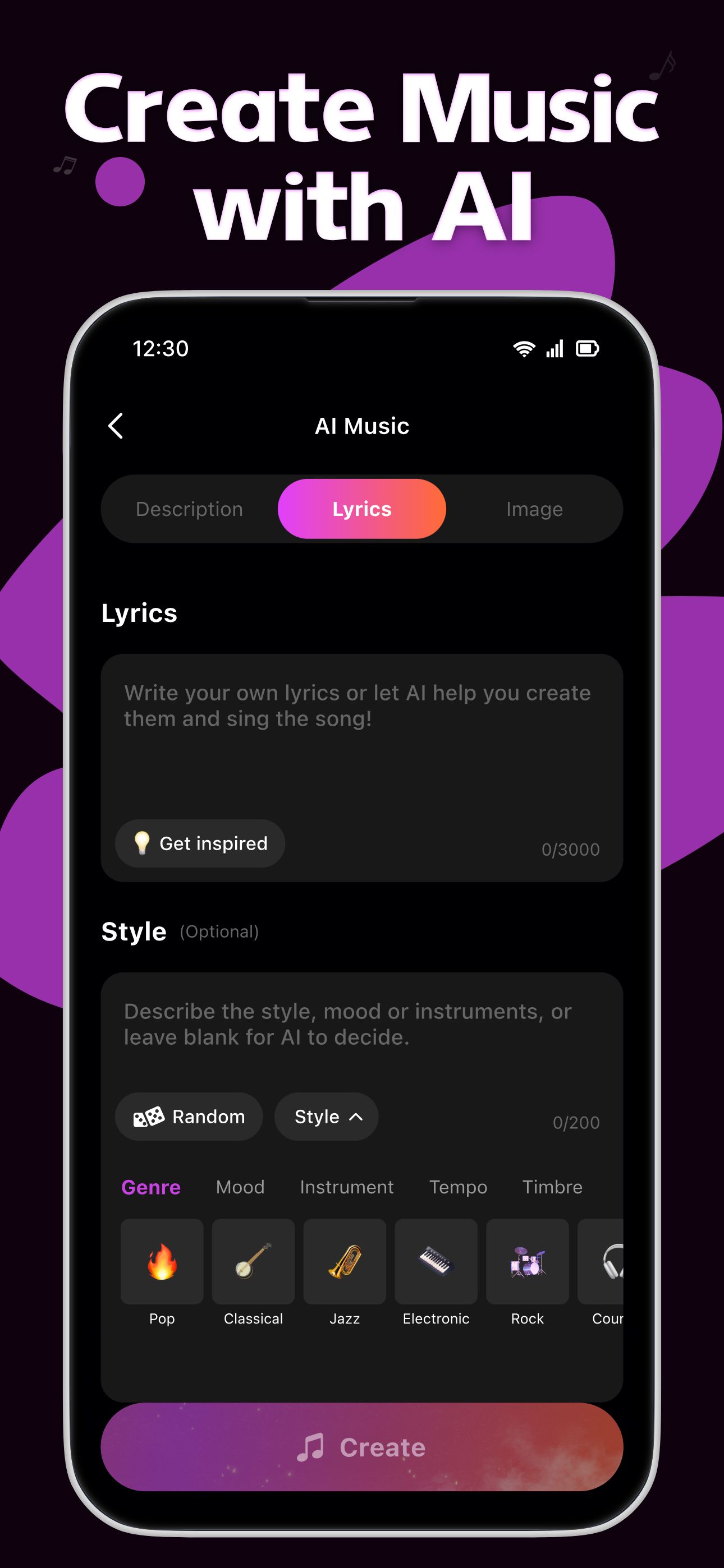 اسکرین شات 2 برنامه AI Song Generator, Cover Music
