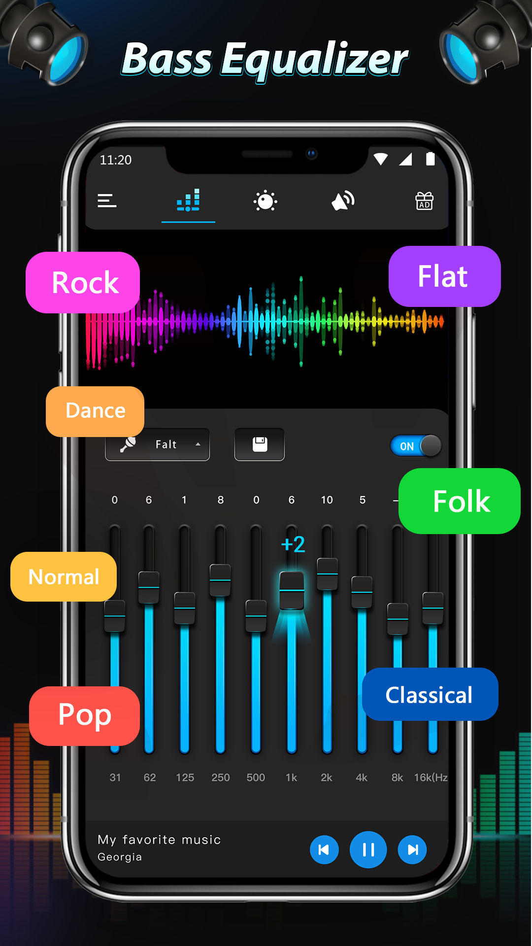 اسکرین شات 1 برنامه Equalizer & Bass Booster