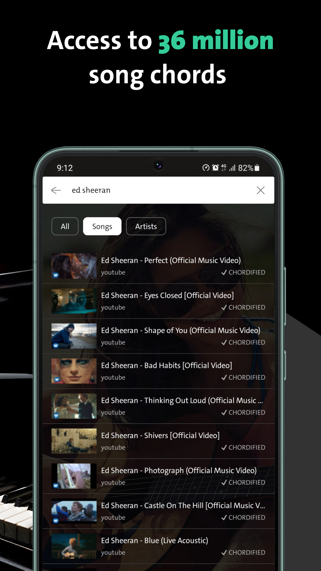 اسکرین شات 2 برنامه Chordify: Song Chords & Tuner