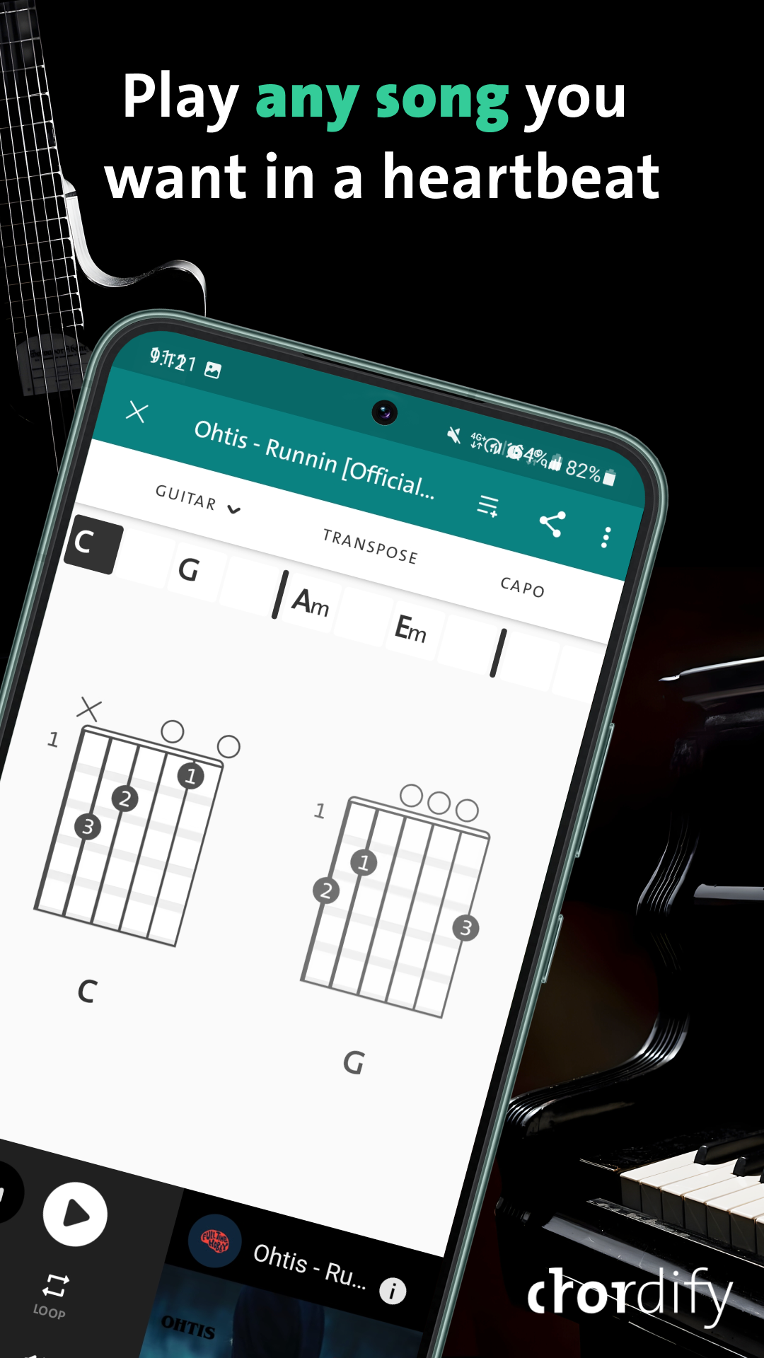 اسکرین شات 1 برنامه Chordify: Song Chords & Tuner