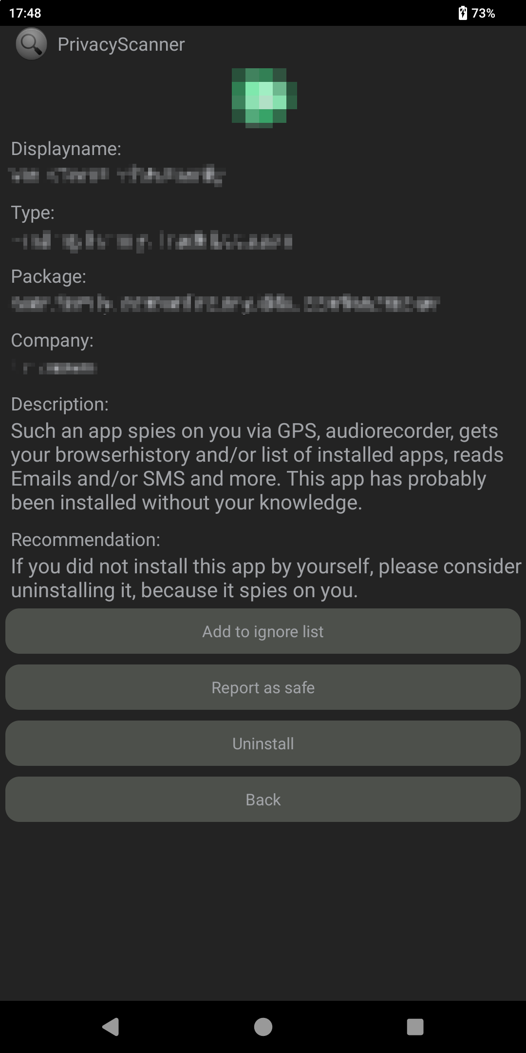 اسکرین شات 5 برنامه Privacy Scanner (AntiSpy)