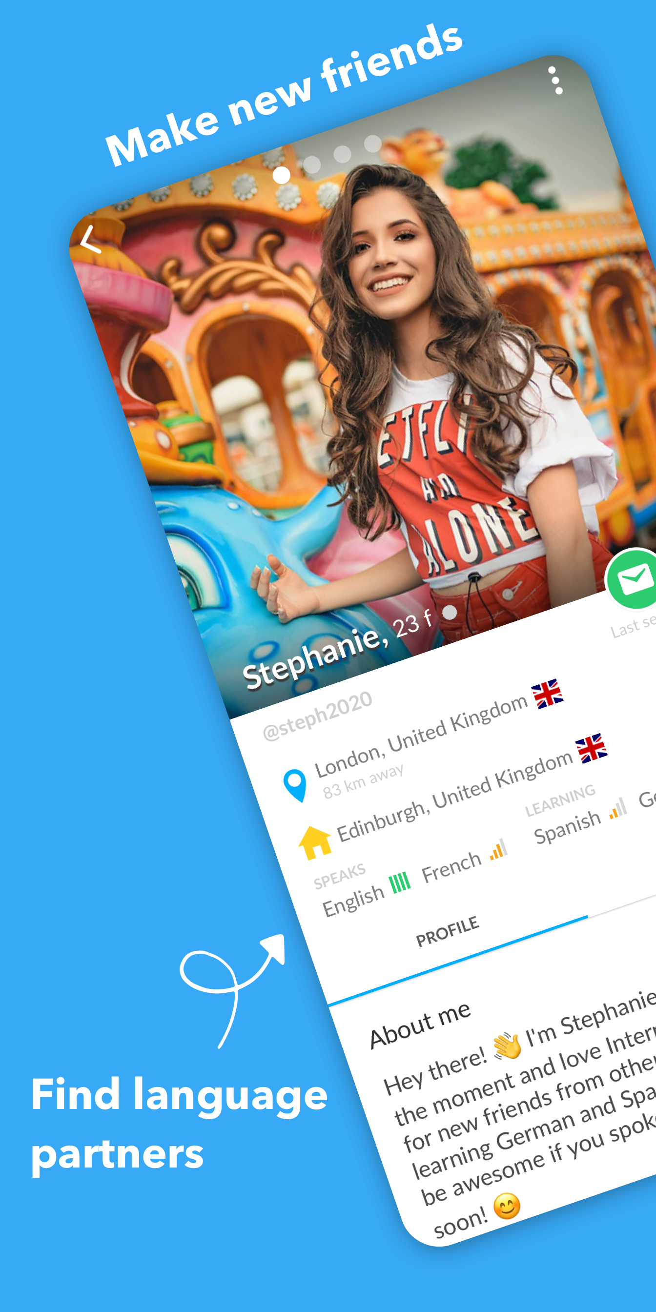 اسکرین شات 1 برنامه Interpals: Penpals & Languages