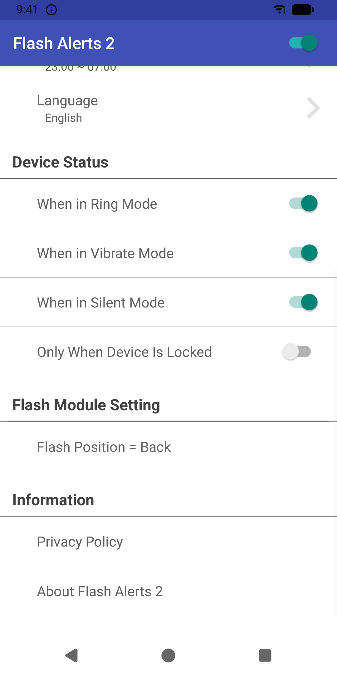 اسکرین شات 5 برنامه Flash Alerts 2: Call, SMS, LED