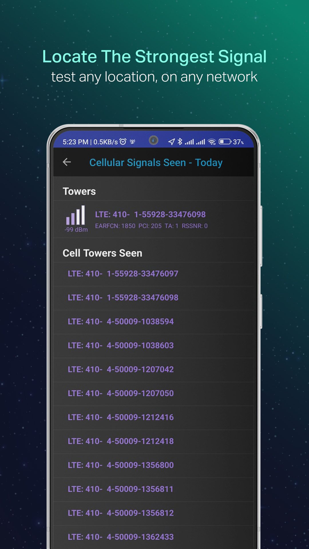اسکرین شات 1 برنامه Coverage - Cell and WiFi Test