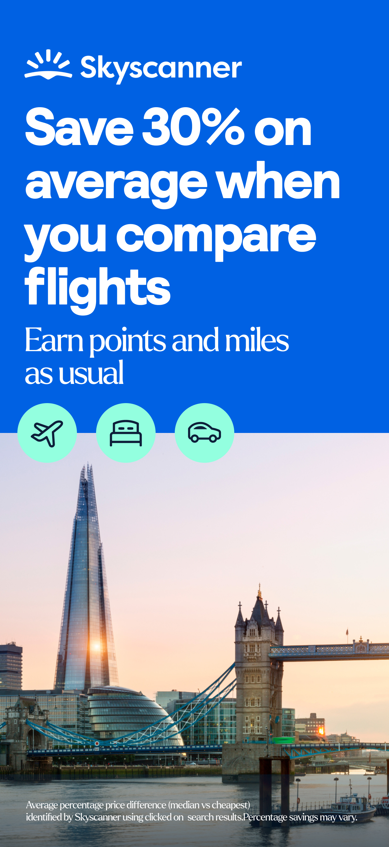اسکرین شات 1 برنامه Skyscanner Flights Hotels Cars