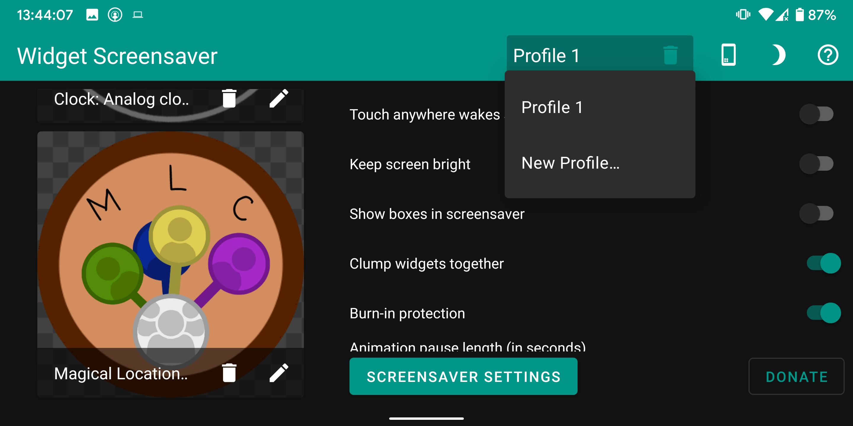 اسکرین شات 4 برنامه Widget Screensaver