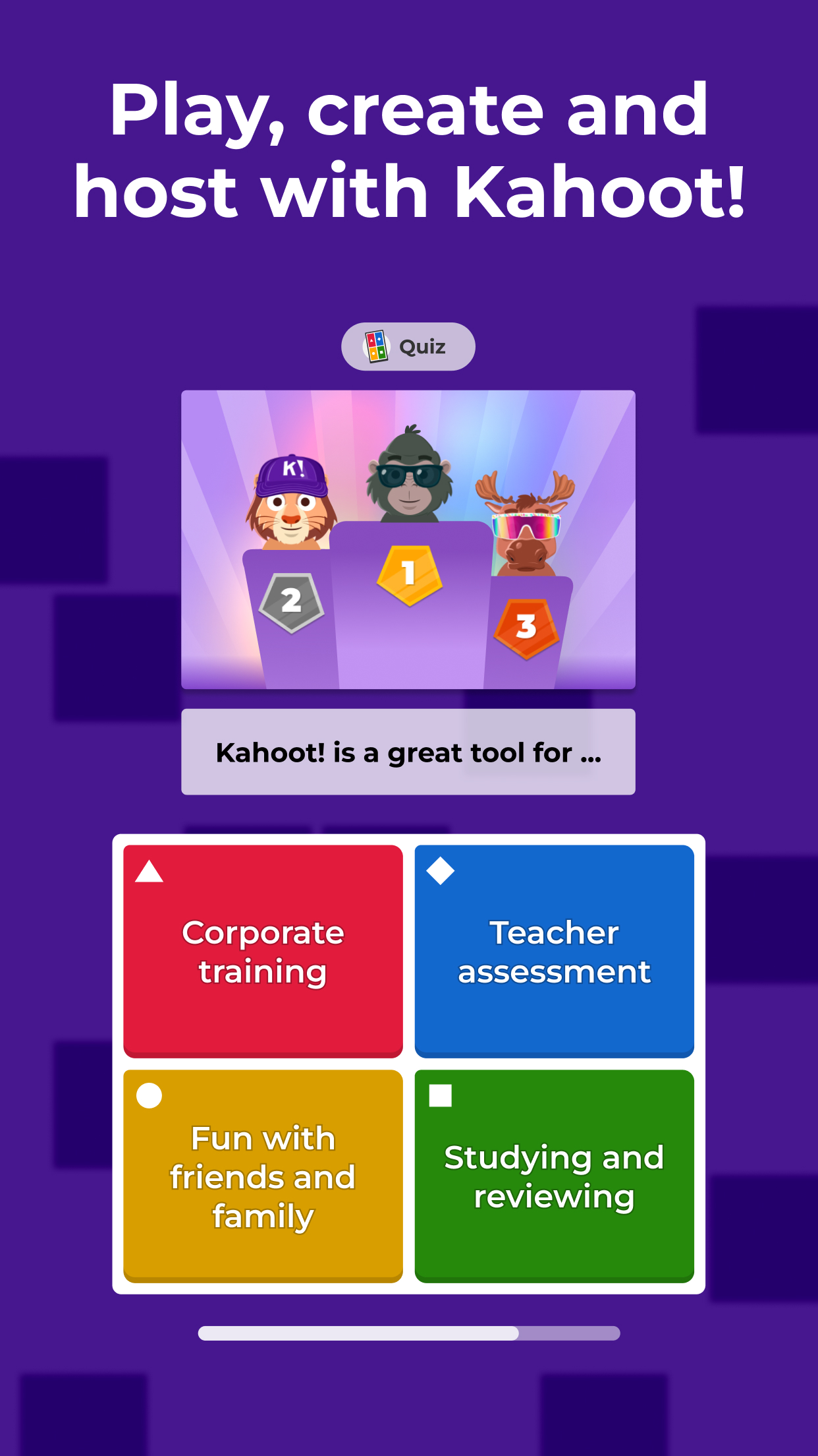 اسکرین شات 1 برنامه Kahoot! Play & Create Quizzes