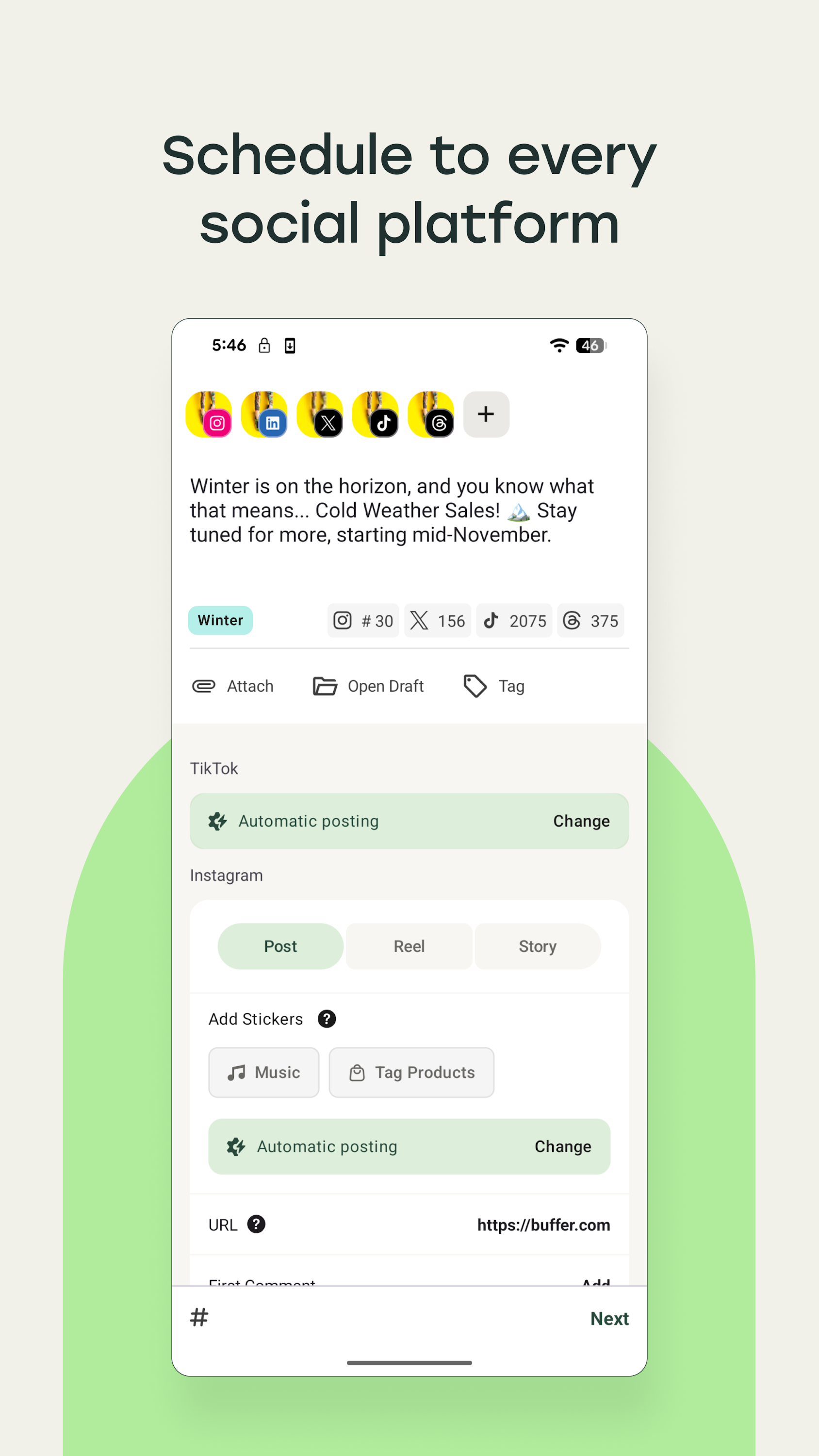 اسکرین شات 2 برنامه Buffer: Social Media Scheduler