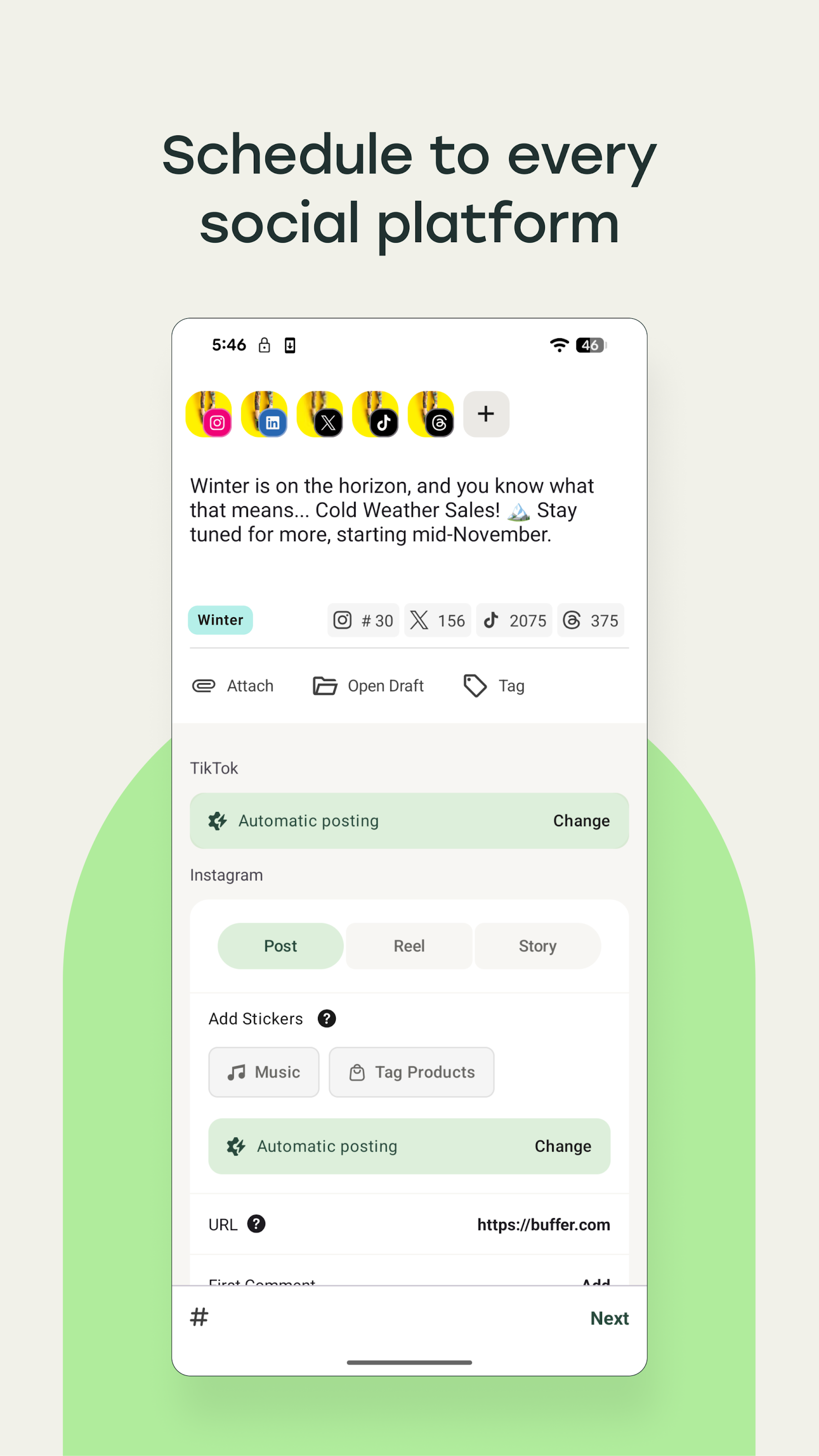 اسکرین شات 2 برنامه Buffer: Social Media Scheduler