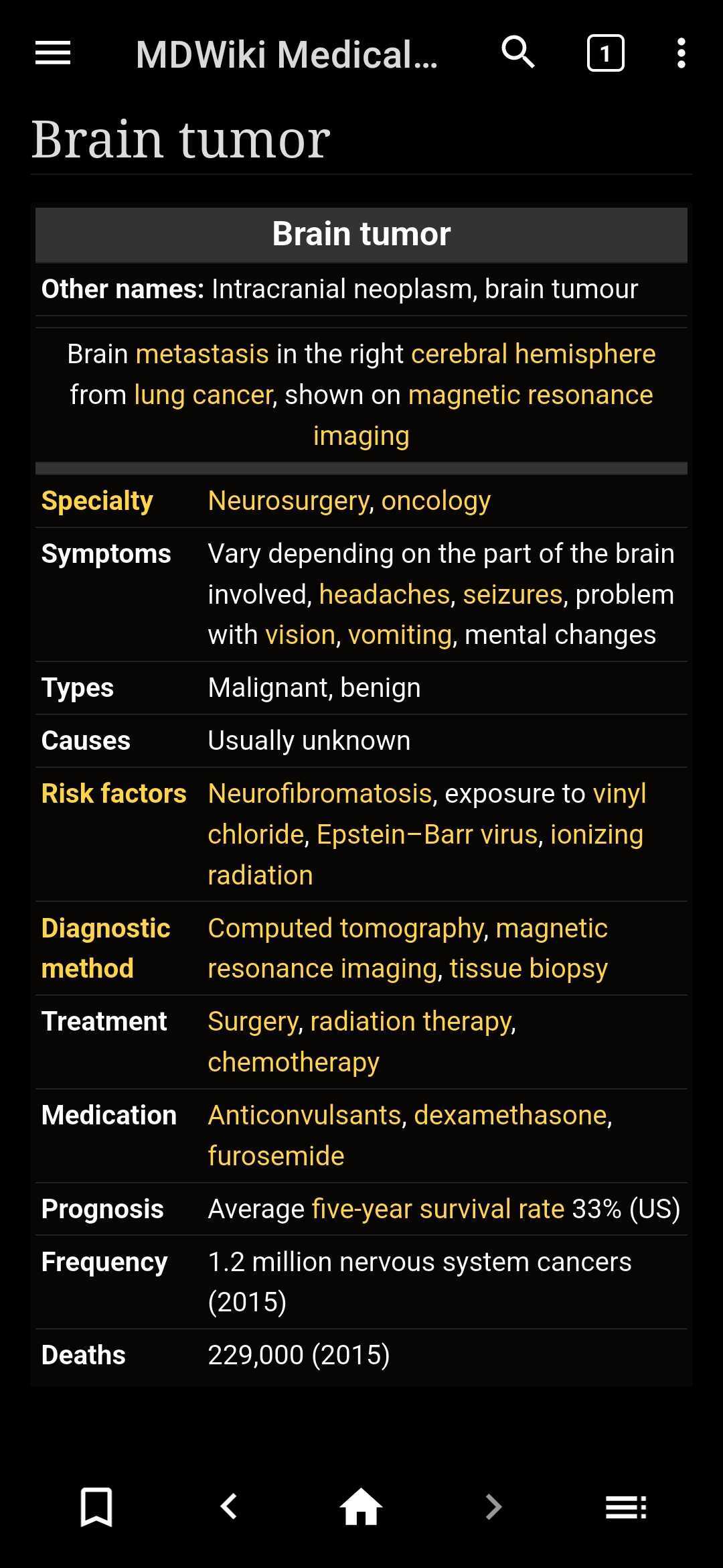 اسکرین شات 3 برنامه Mini Medical Wikipedia Offline