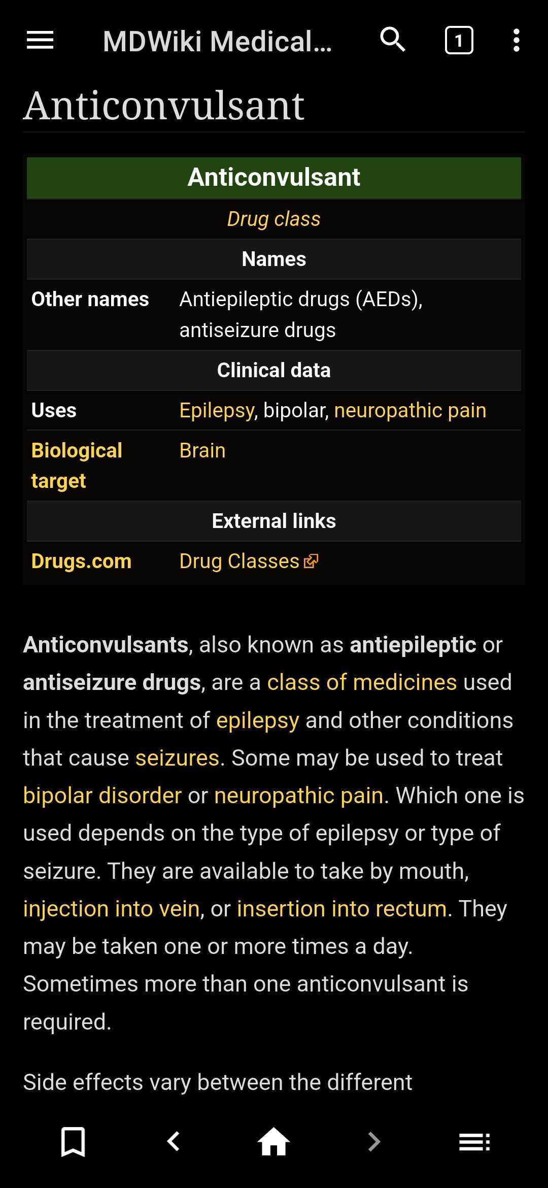 اسکرین شات 4 برنامه Mini Medical Wikipedia Offline