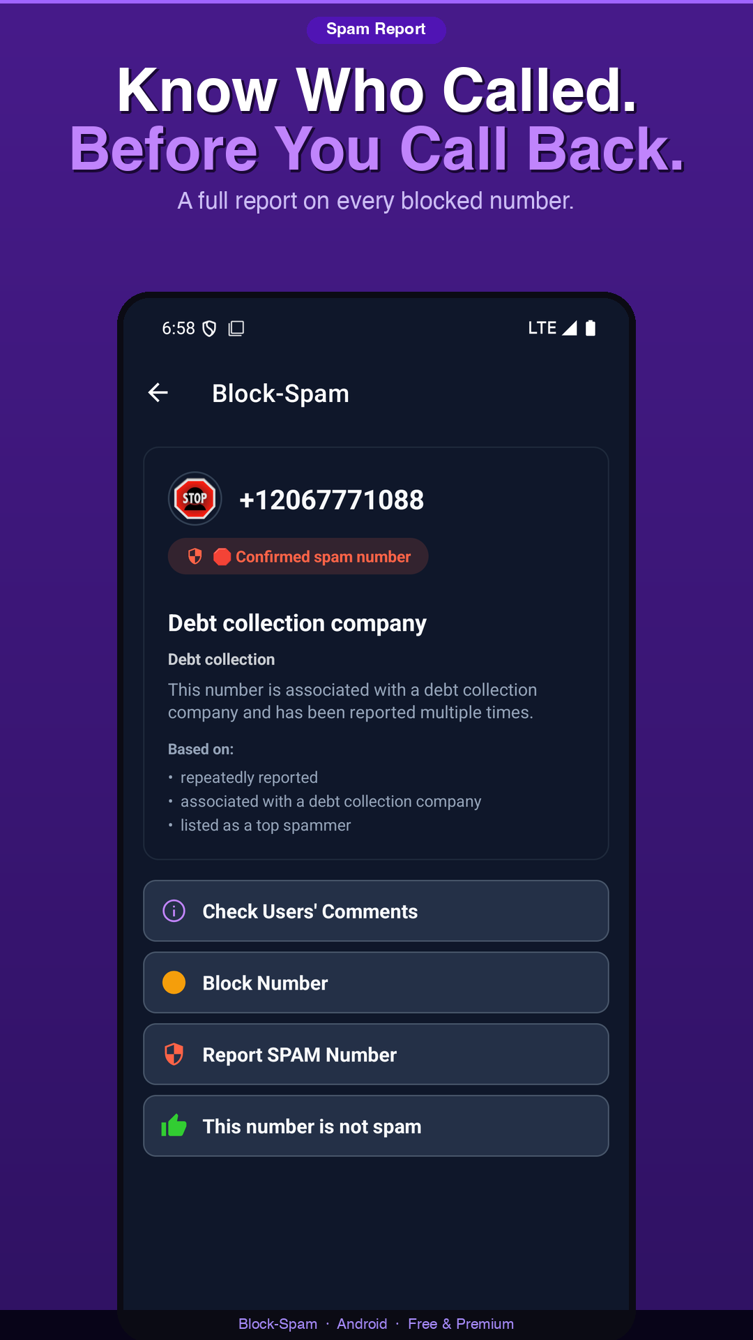 اسکرین شات 6 برنامه Block-Spam: Call Blocker