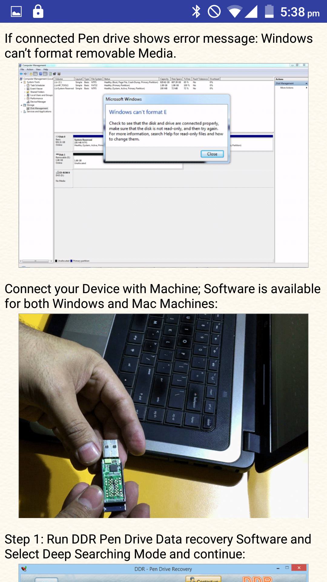 اسکرین شات 7 برنامه USB Drive Data Recovery Help