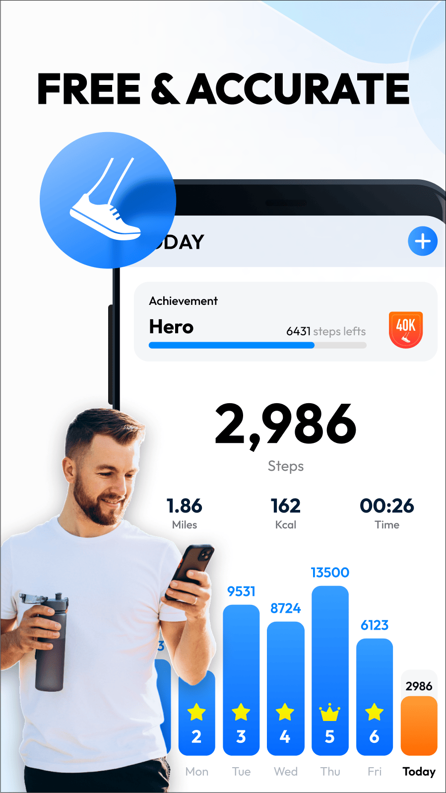 اسکرین شات 2 برنامه Pedometer - Step Counter