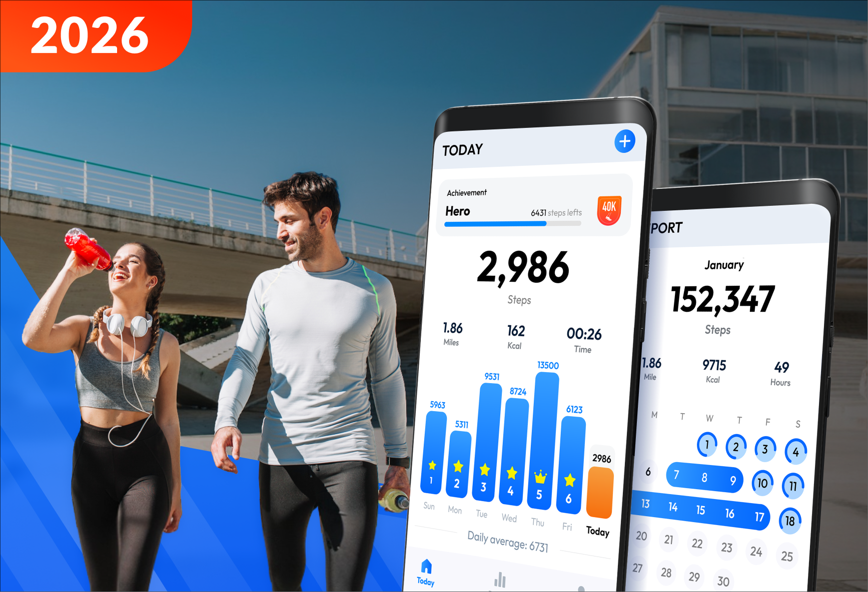 اسکرین شات 1 برنامه Pedometer - Step Counter