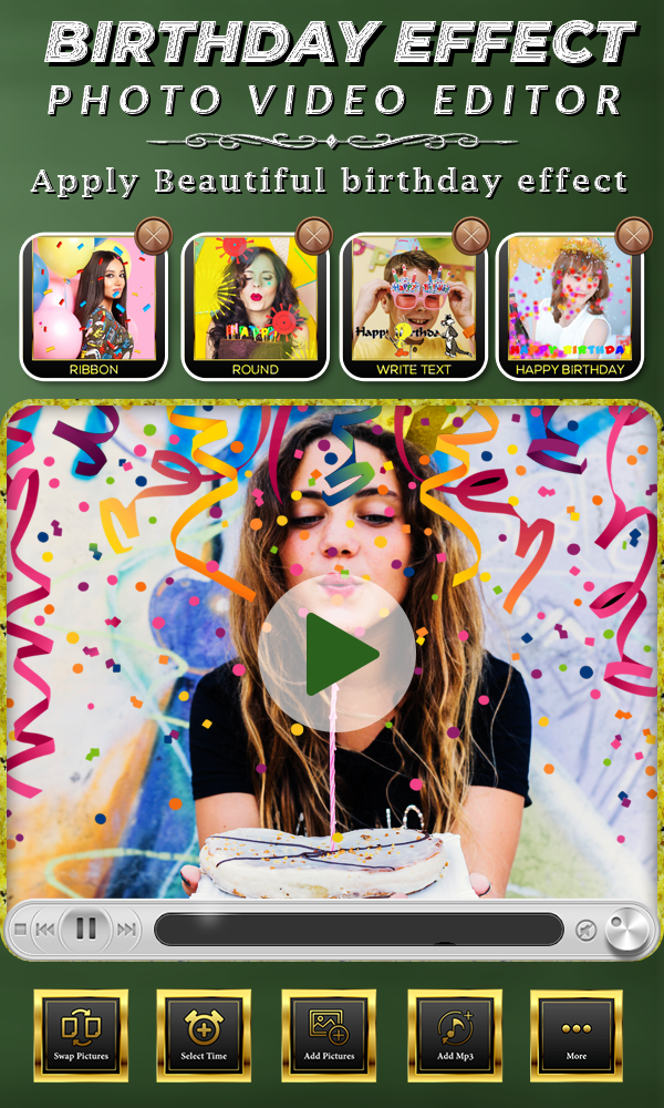 اسکرین شات 2 برنامه Birthday Photo Effect Video