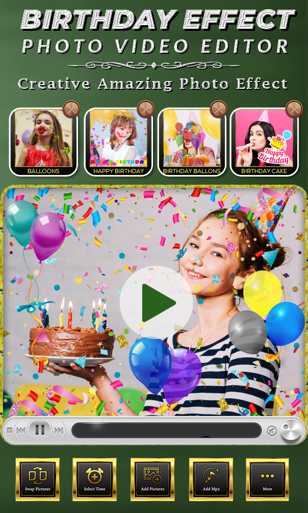 اسکرین شات 4 برنامه Birthday Photo Effect Video