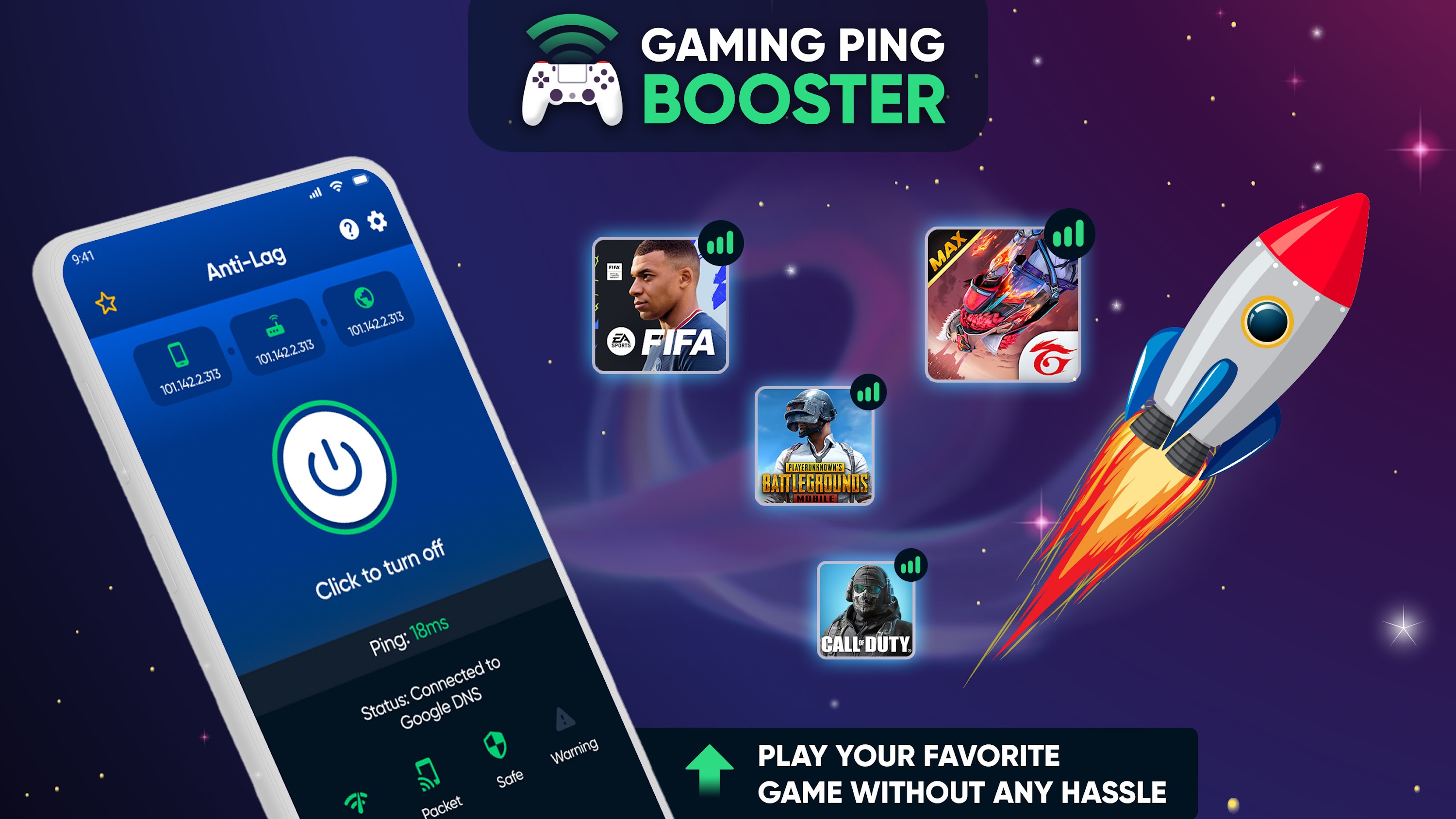 اسکرین شات 1 برنامه Anti Lag Fix Fast Ping Booster