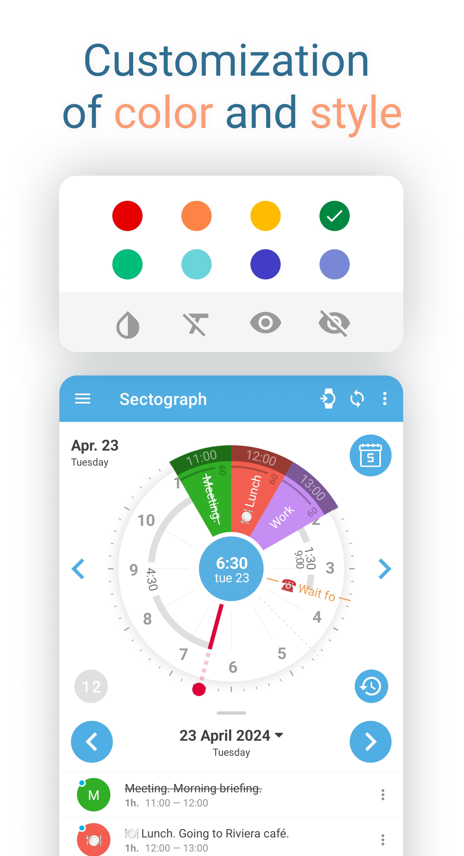 اسکرین شات 3 برنامه Sectograph. Day & Time planner