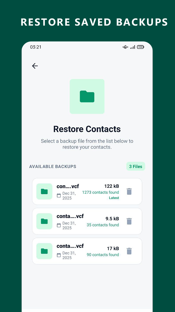 اسکرین شات 5 برنامه Restore Deleted Contacts