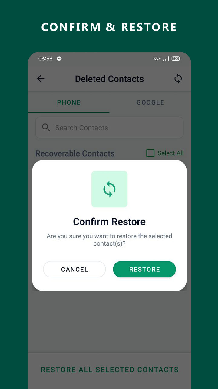 اسکرین شات 3 برنامه Restore Deleted Contacts