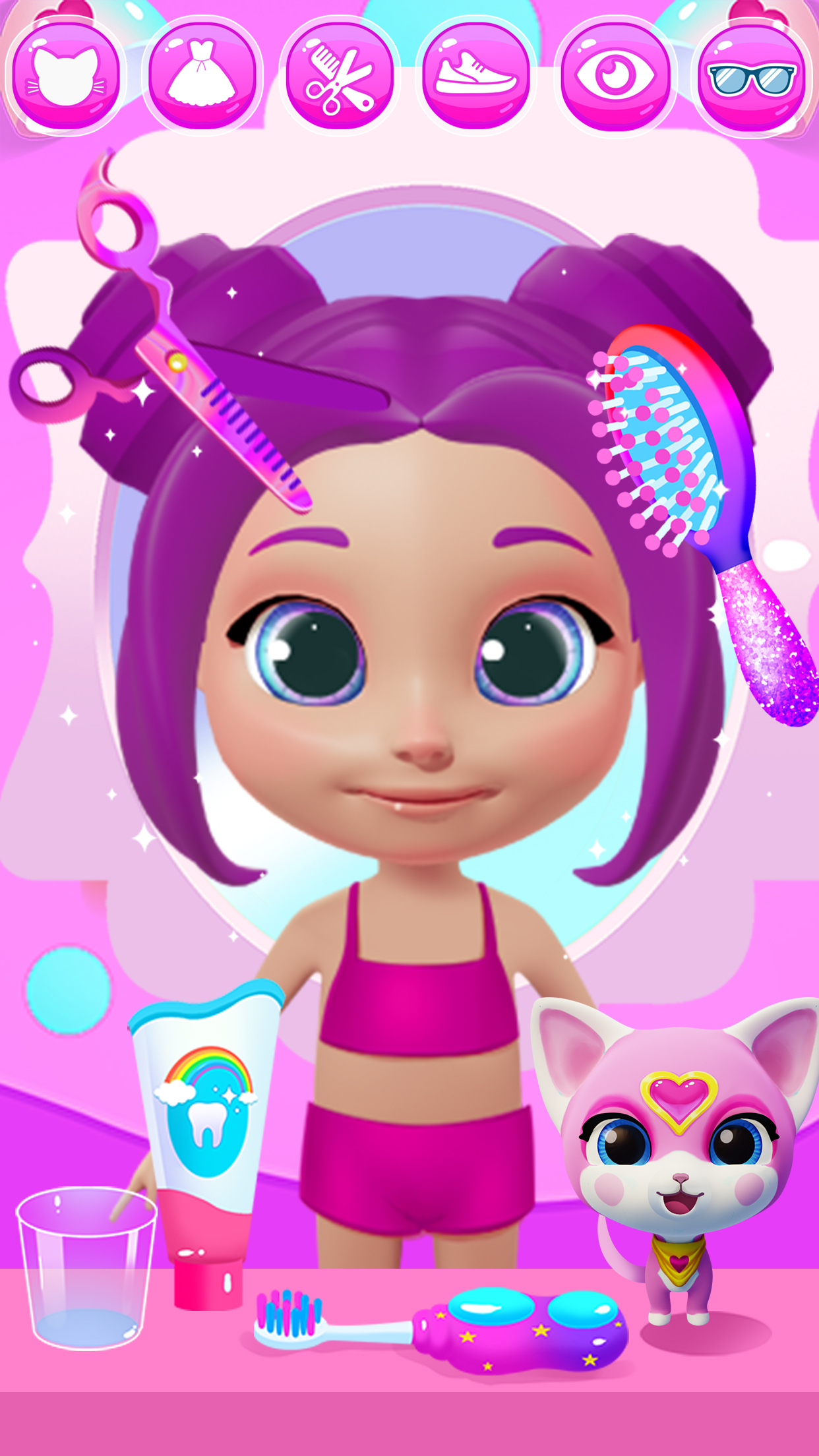 اسکرین شات 1 برنامه Girl Games: Pet Care & Dressup
