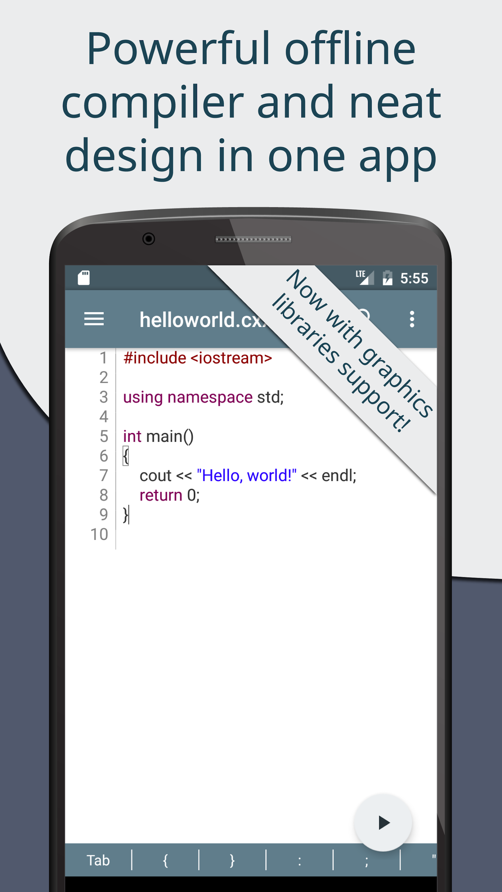 اسکرین شات 1 برنامه Cxxdroid - C/C++ compiler IDE