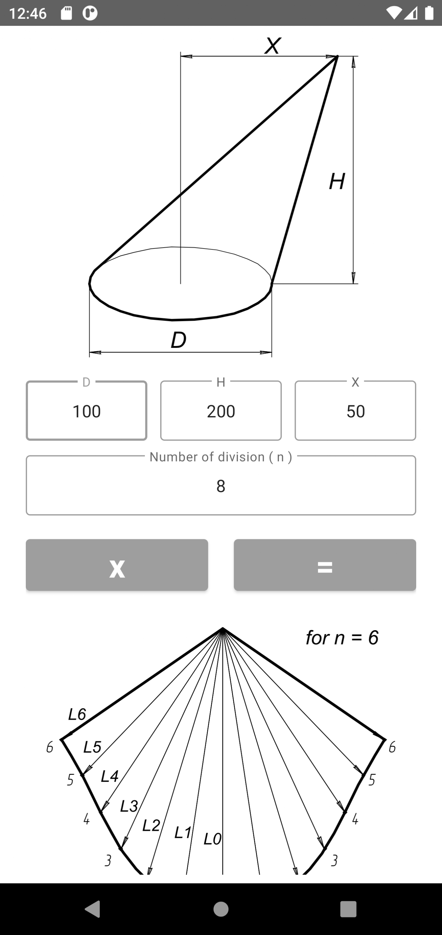 اسکرین شات 2 برنامه Flat pattern cone calculator