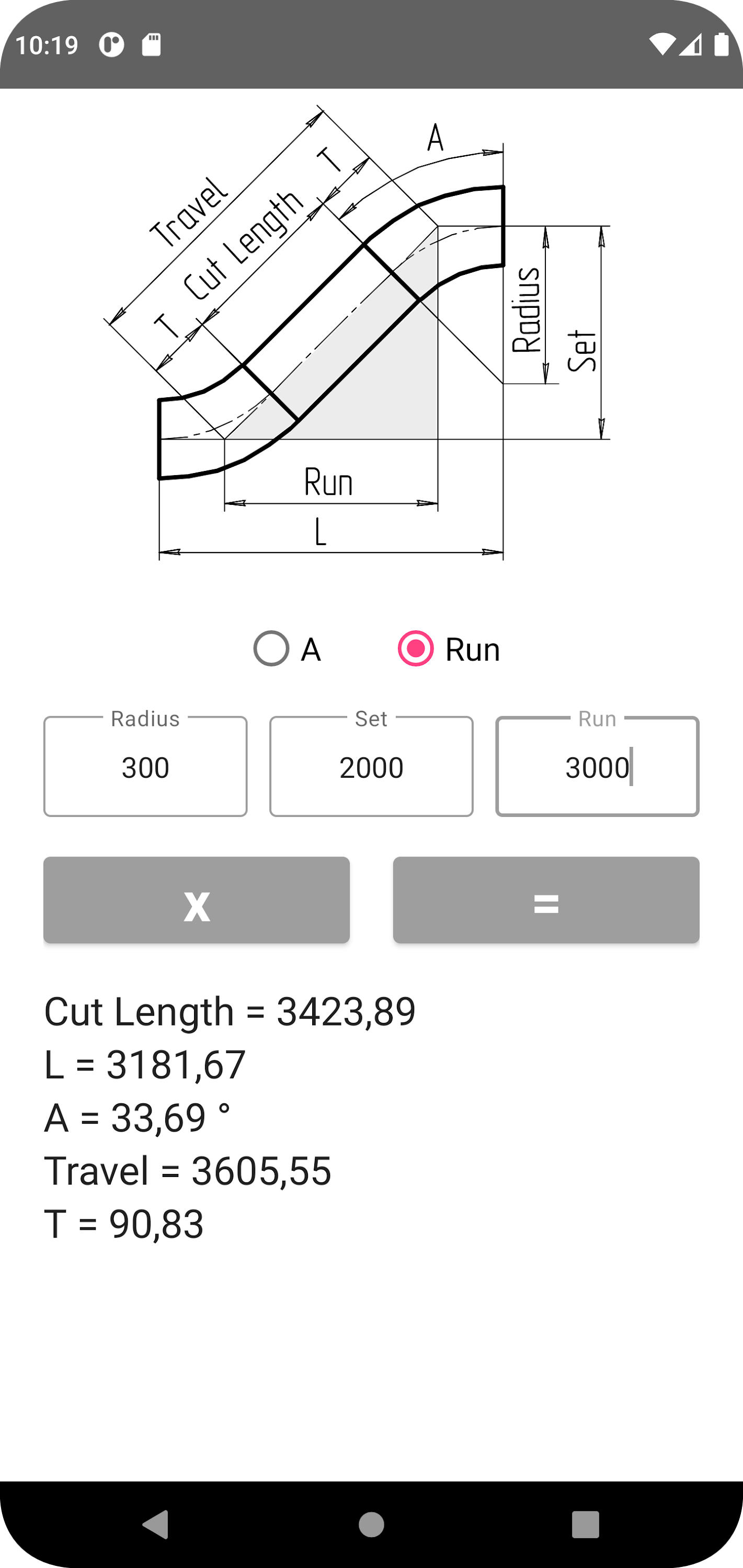 اسکرین شات 2 برنامه Offset Pipe calculator