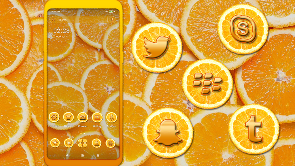 اسکرین شات 1 برنامه Orange Slice Theme Launcher