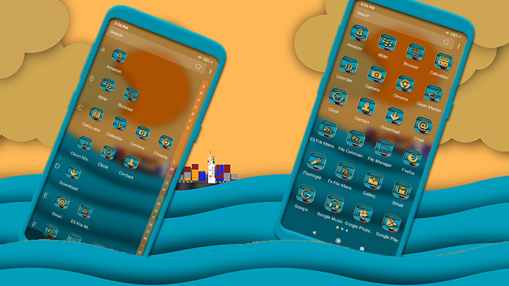 اسکرین شات 3 برنامه Sunrise Ocean Vector Theme