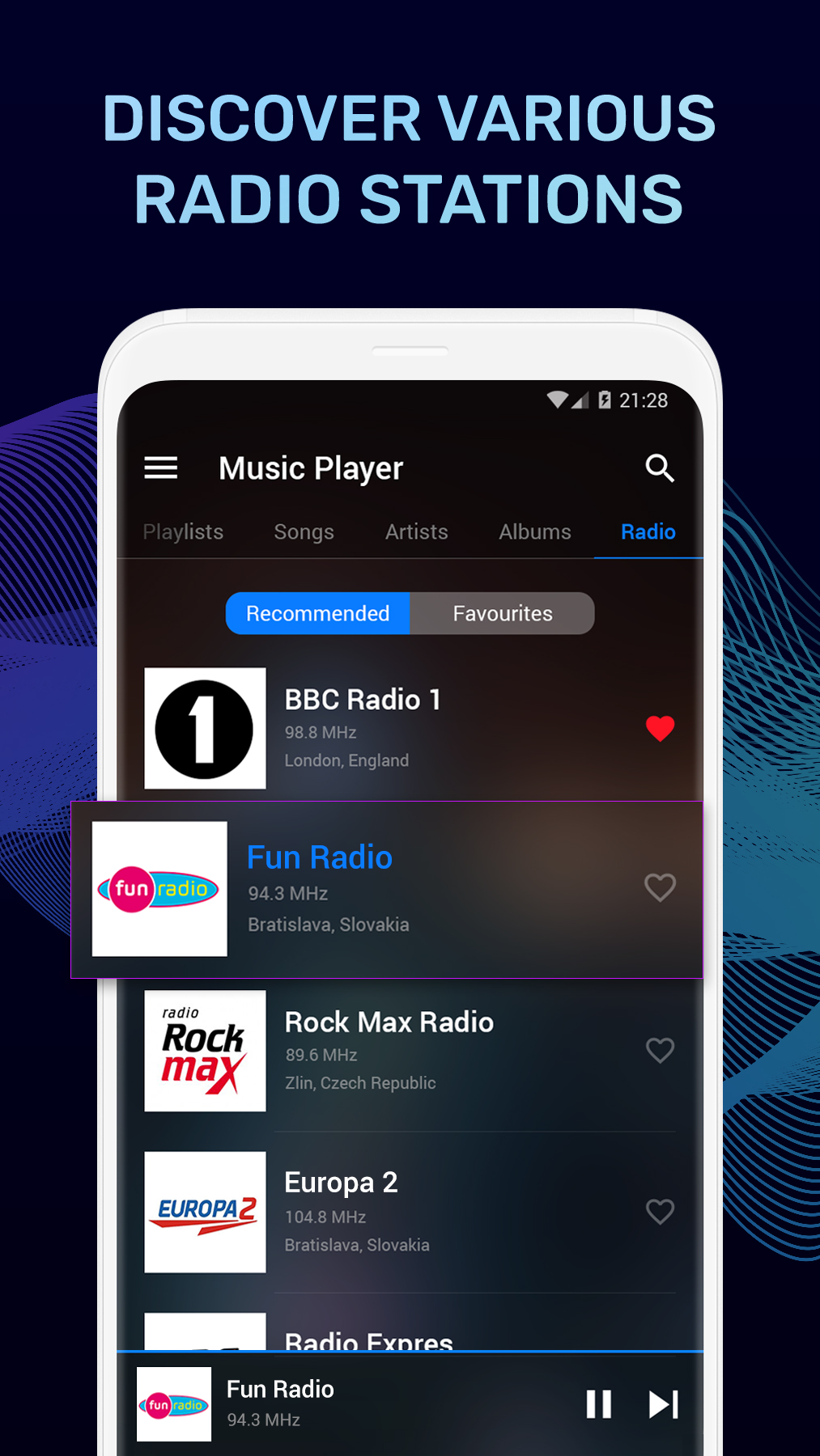 اسکرین شات 1 برنامه Music Player: Radio FM & MP3